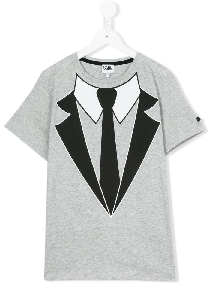 Karl Lagerfeld Kids Teen Tuxedo Print T-shirt, Boy's, Size: 14 Yrs, Grey