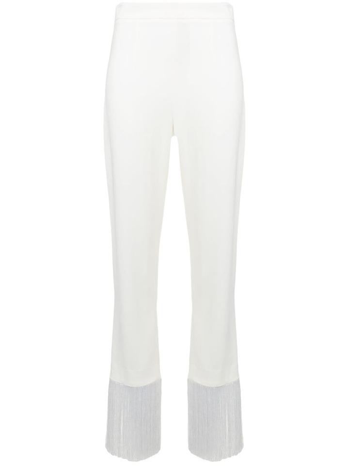 Cushnie High Rise Fringed Trousers - White