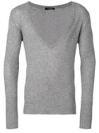 Unconditional Deep V-neck Loose Knit Jumper - Grey