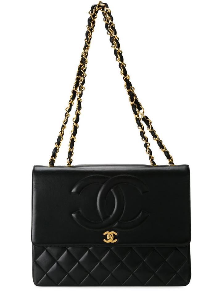 Chanel Vintage Embossed Flap Shoulder Bag