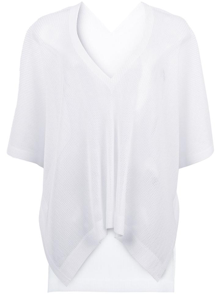 Pleats Please By Issey Miyake Mesh Detail Top - White