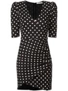 Alice+olivia Polka Dot Ruched Short Dress - Black
