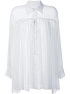 Chloé Shirred Long Sleeve Shirt, Women's, Size: 36, White, Viscose