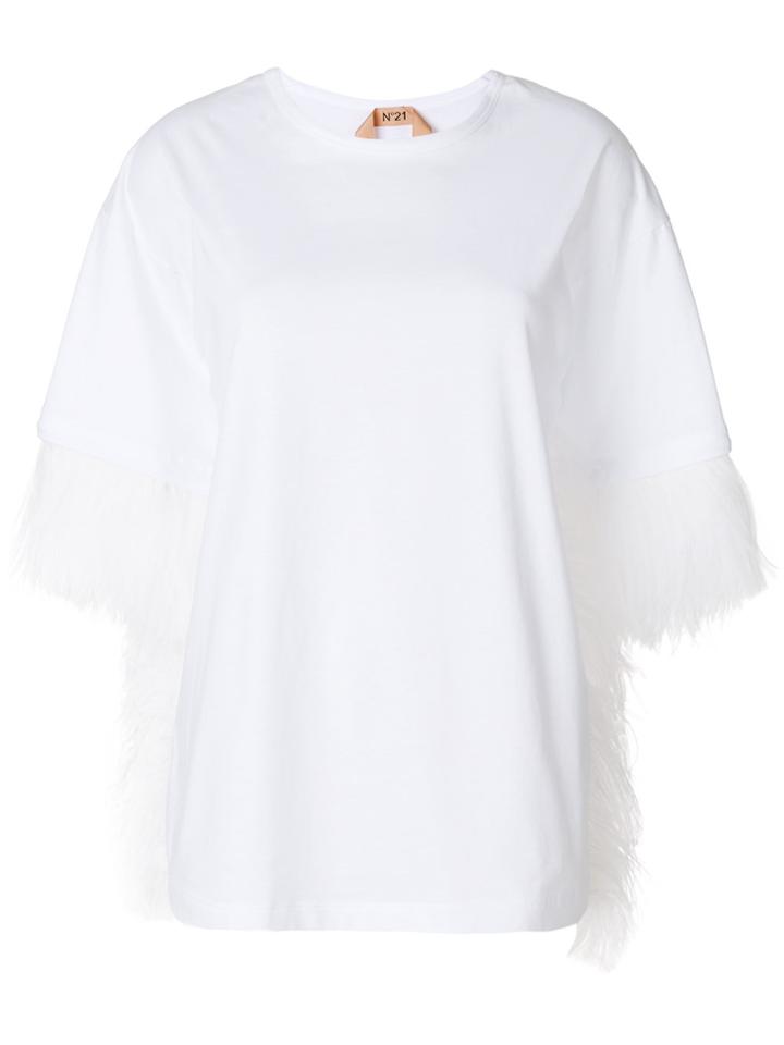 No21 Feather Trim T-shirt - White