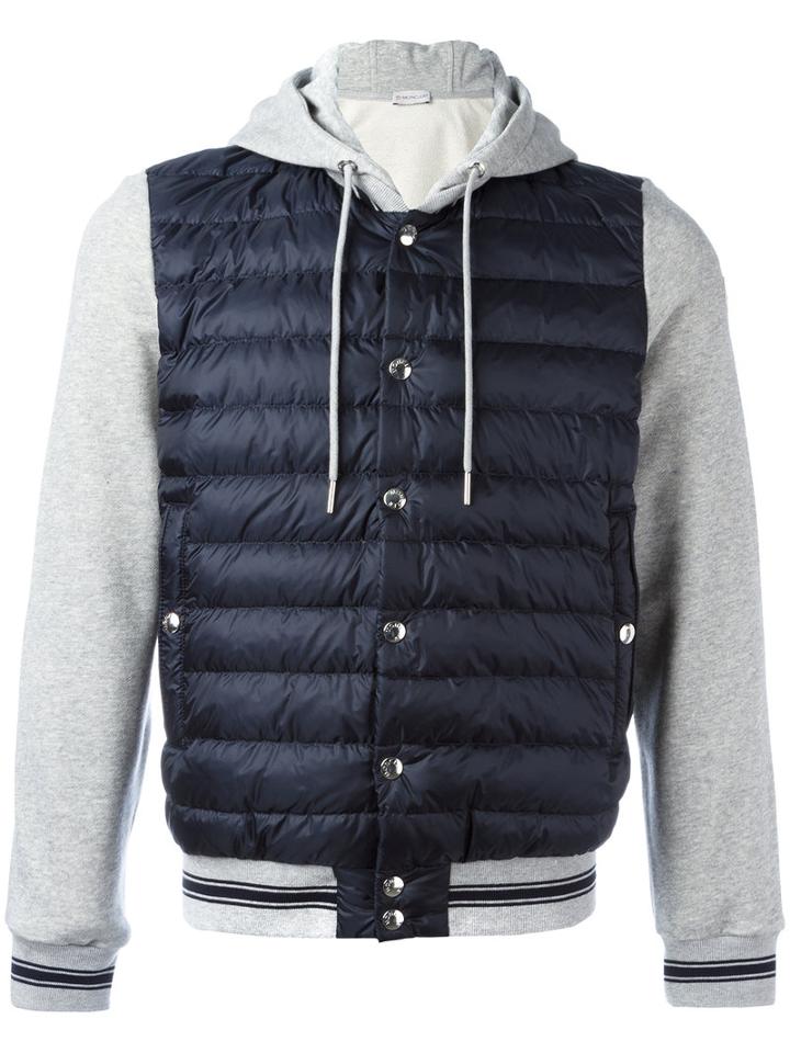 Moncler Padded Front Hoodie, Men's, Size: Xl, Grey, Cotton/polyamide/goose Down