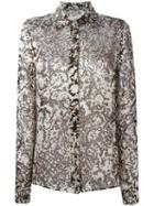 Maison Margiela Semi-sheer Printed Blouse, Women's, Size: 40, White, Silk/viscose