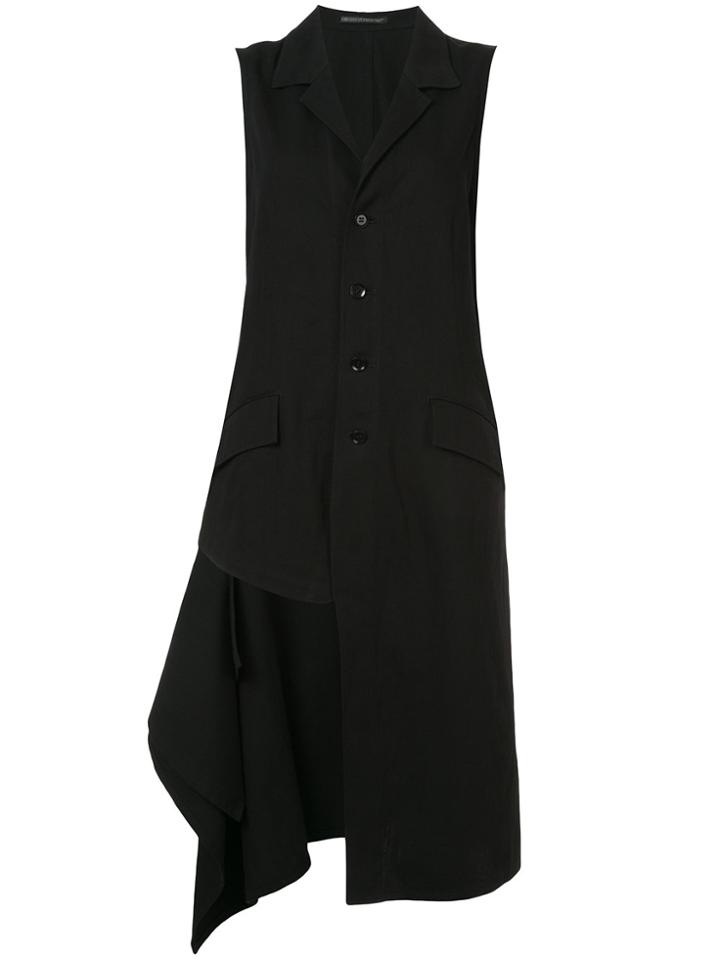 Yohji Yamamoto Asymmetric Front Button Gilet - Black
