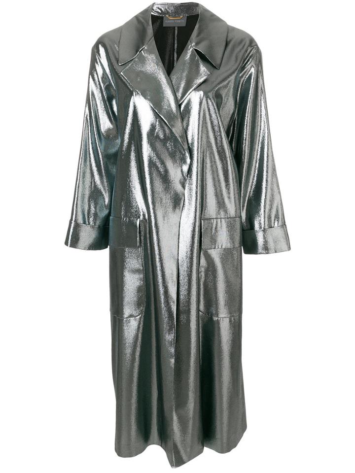 Alberta Ferretti Metallic Oversized Coat - Grey