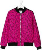 Msgm Kids Teen Lace Bomber Jacket - Pink & Purple