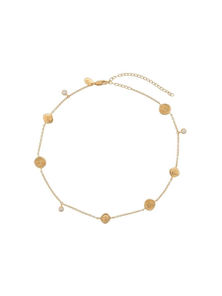 Northskull Rose Seal & Skull Choker Necklace - Gold