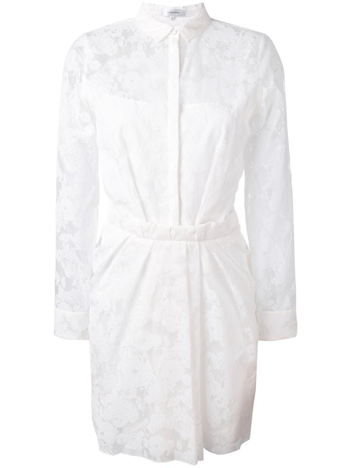 Carven Lace Trim Shirt Dress, Women's, Size: 36, White, Silk/polyamide/acetate