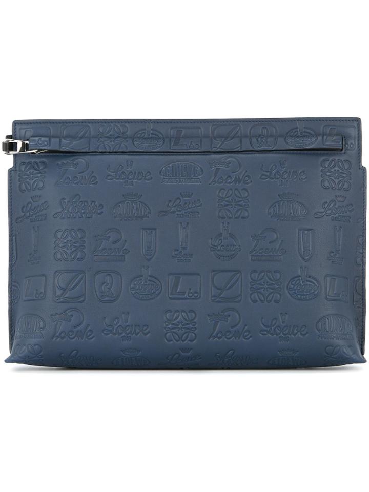 Loewe Logo Embossed Clutch Bag - Blue