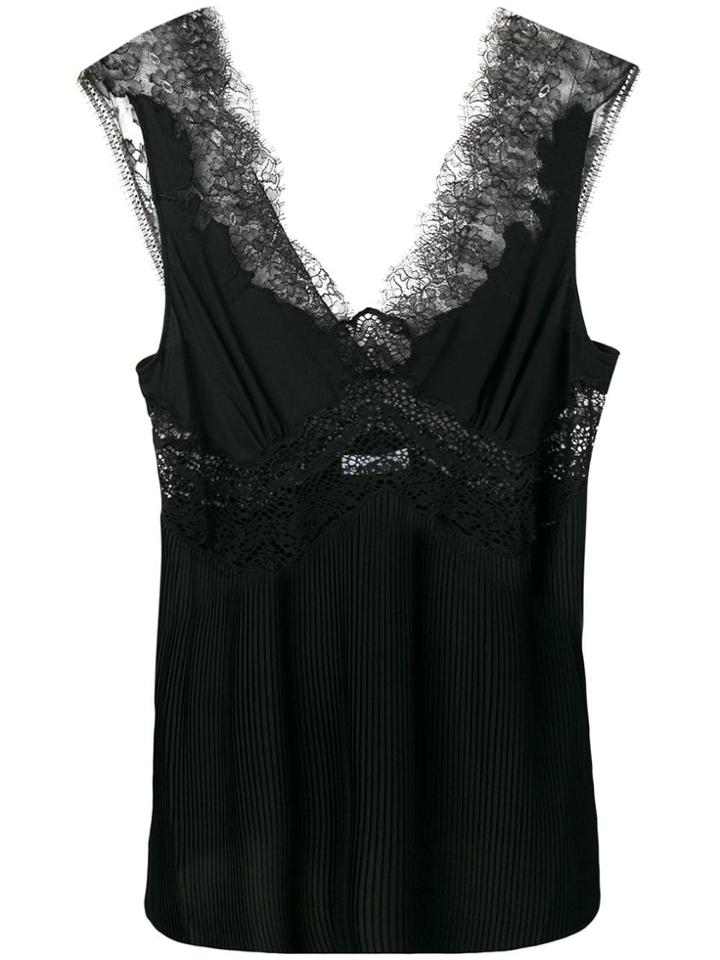 Paco Rabanne Lace Trim Top - Black