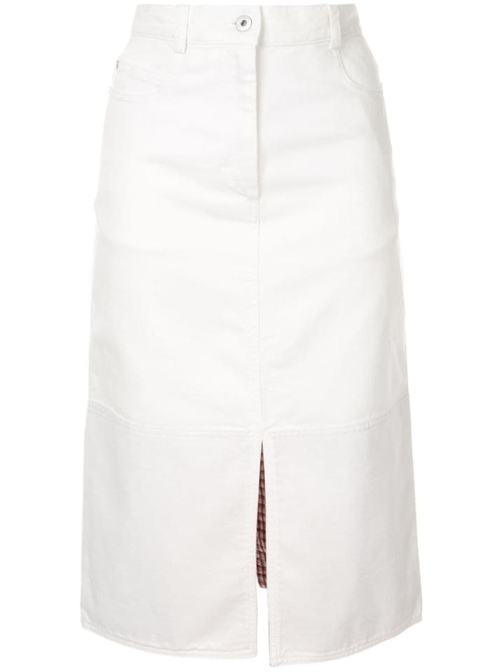 Cédric Charlier Denim Midi Skirt - White