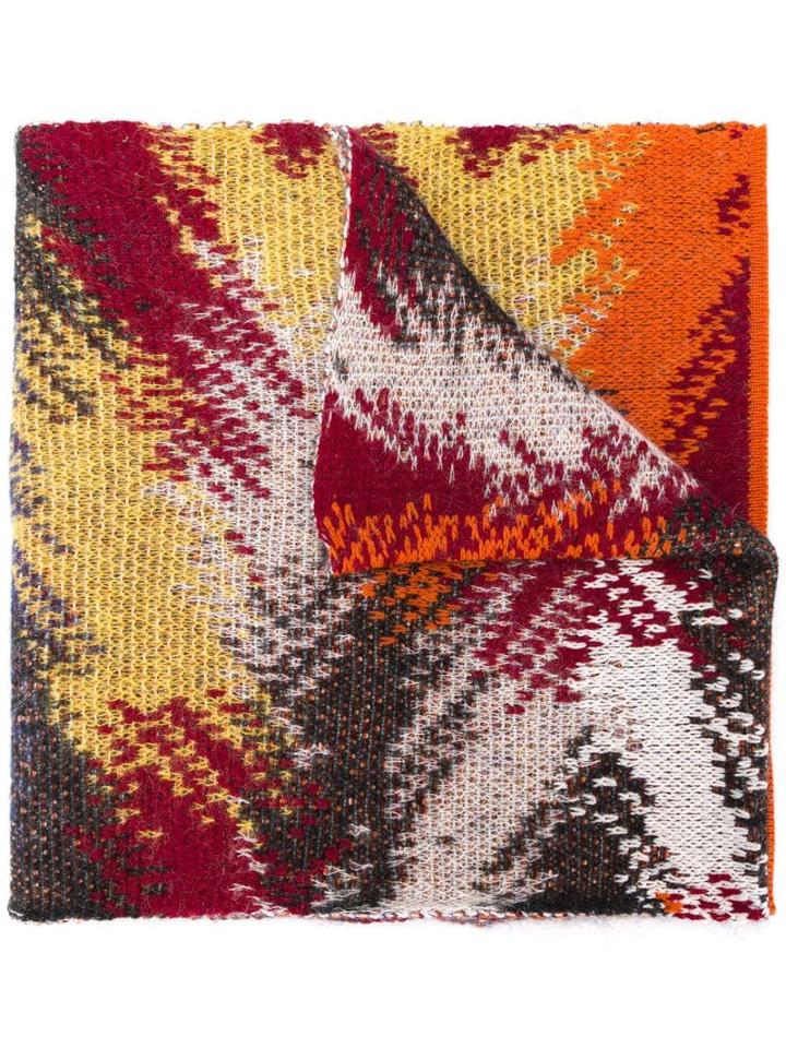 Missoni Patterned Knit Scarf - Orange