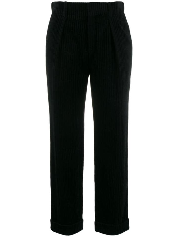 Saint Laurent High Waisted Corduroy Trousers - Black