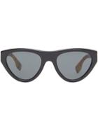 Burberry Eyewear Vintage Check Detail Triangular Frame Sunglasses -