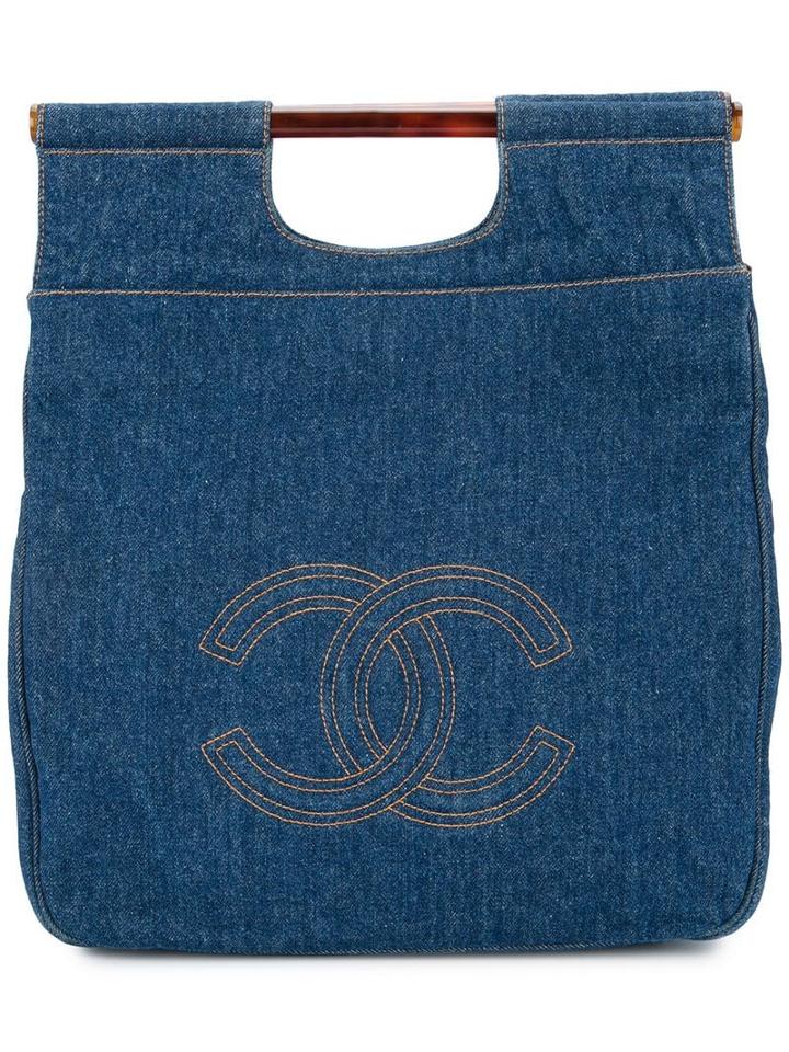 Chanel Pre-owned Interlocking Logo Tote - Blue