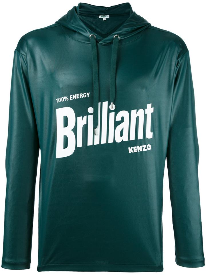 Kenzo Slogan Hooded Sweatshirt, Men's, Size: Small, Green, Polyester