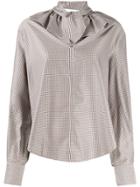 See By Chloé Ruffle Collar Check Shirt - Neutrals