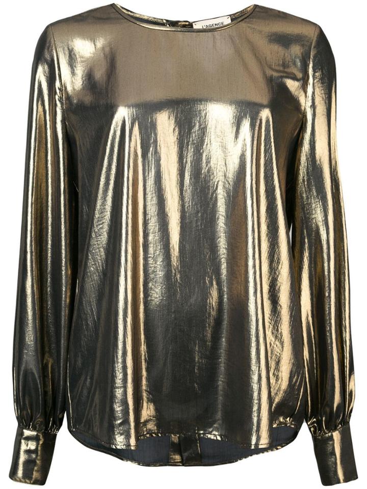 L'agence Metallic Round Neck Blouse - Gold