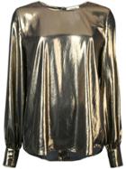 L'agence Metallic Round Neck Blouse - Gold