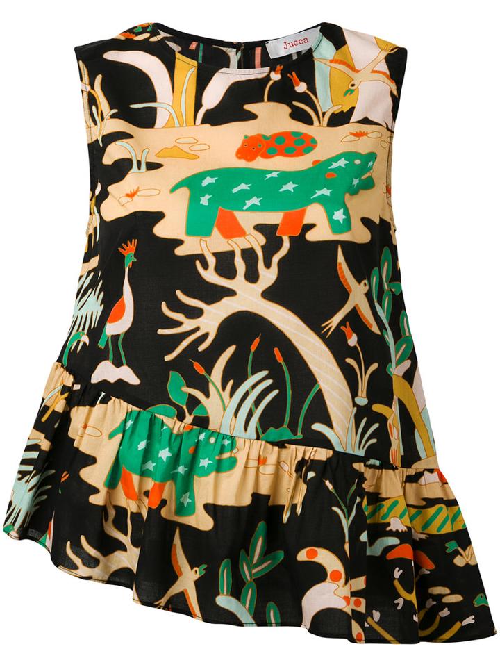 Jucca - Animal Print Tank Top - Women - Cotton - 44, Black, Cotton