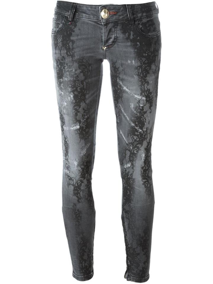 Philipp Plein Cause I Like It' Skinny Jeans, Women's, Size: 27, Grey, Cotton/polyester/spandex/elastane
