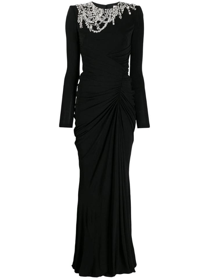 Alexander Mcqueen Crystal-embellished Draped Dress - Black