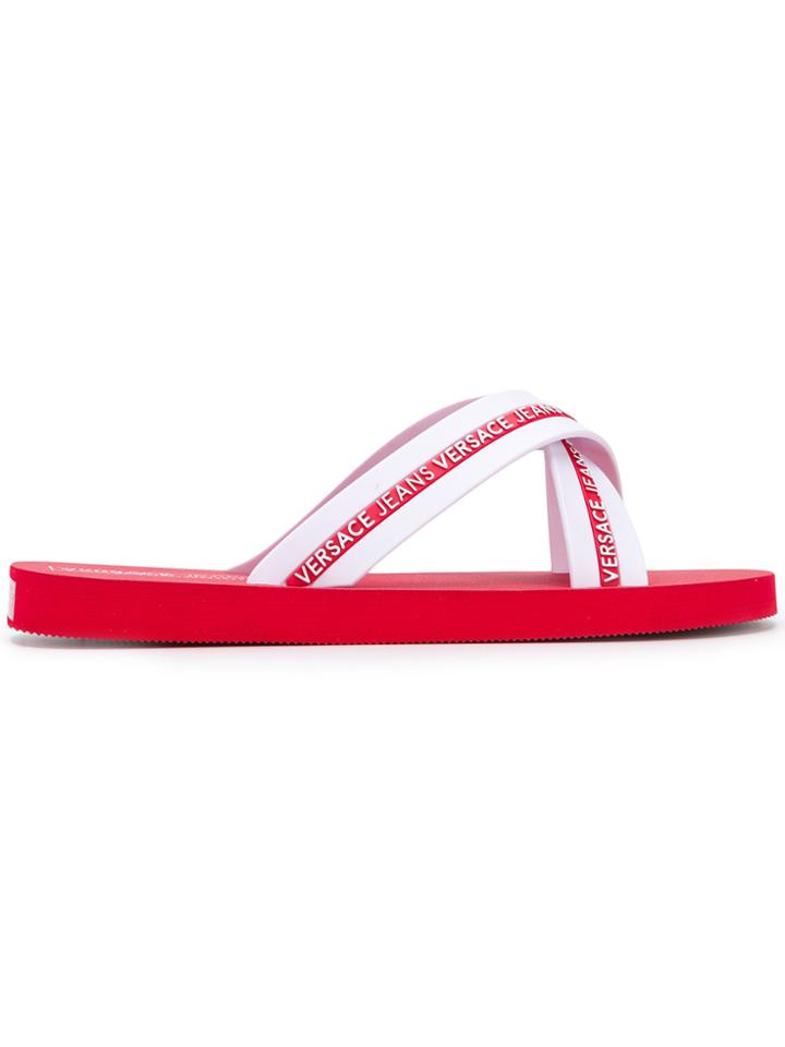 Versace Jeans Logo Crossover Sandals - Red
