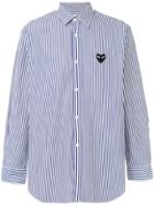 Comme Des Garçons Play Striped Heart Logo Shirt - Blue