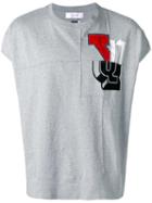 Facetasm Chest Print Shortsleeved Sweatshirt, Men's, Grey, Cotton