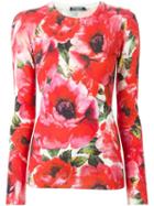Balmain Rose (pink) Print Sweater, Women's, Size: 40, Silk/cashmere