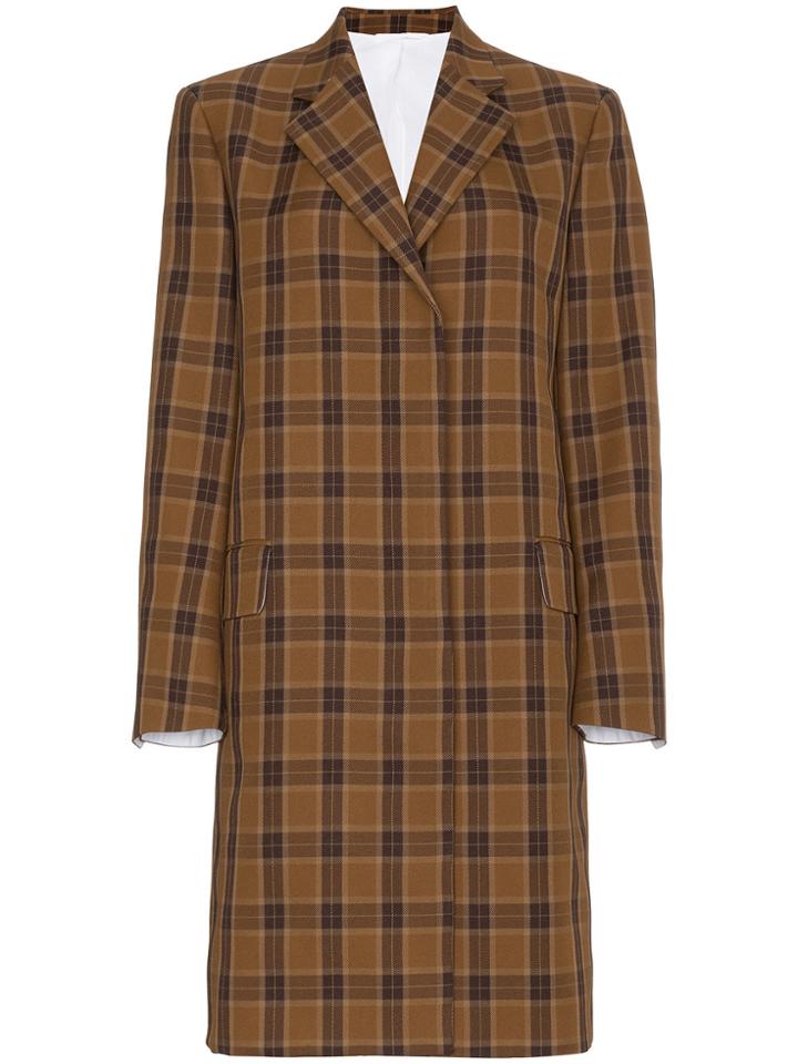 Calvin Klein 205w39nyc Single-breasted Plaid Coat - Brown