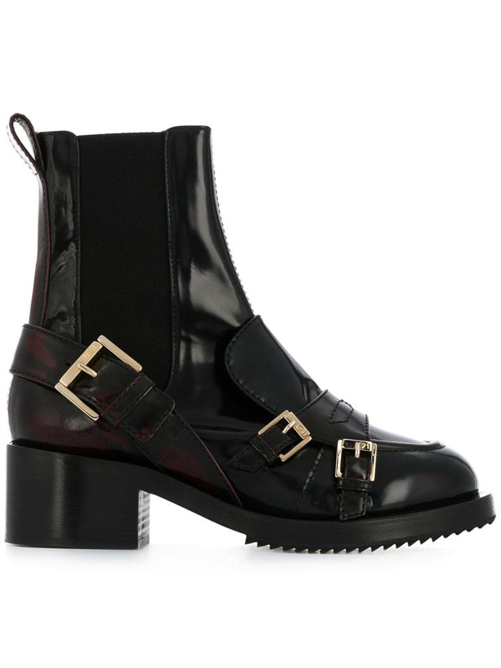 No21 Burnout Effect Elasticated Boots - Red