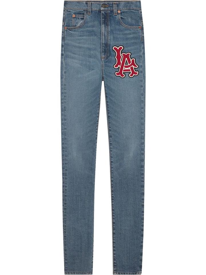 Gucci Skinny Denim Trousers With La Angels&trade; Patch - Blue