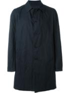 Lardini Classic Buttoned Coat, Men's, Size: 52, Blue, Nylon/metal/cotton