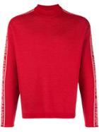 Msgm Side-logo Long Sleeve Sweater - Red
