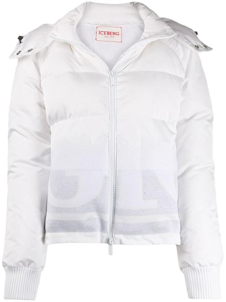 Iceberg Hooded Logo Padded Coat - White