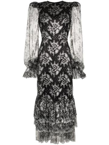 The Vampire's Wife Night Bird Lace-embroidered Midi Dress - Black