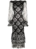 The Vampire's Wife Night Bird Lace-embroidered Midi Dress - Black