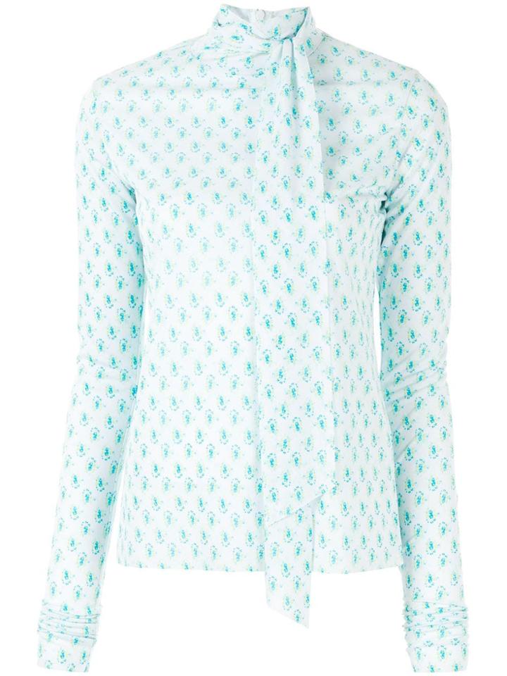 Irene Floral Bow-tie Blouse - Blue
