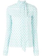 Irene Floral Bow-tie Blouse - Blue