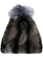 N.peal Pompom Fur Beanie Hat - Black