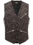 Yang Li Floral Print Waistcoat - Black