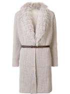 Fabiana Filippi Fur Collar Cardi-coat, Women's, Size: 44, Nude/neutrals, Silk/cashmere/virgin Wool