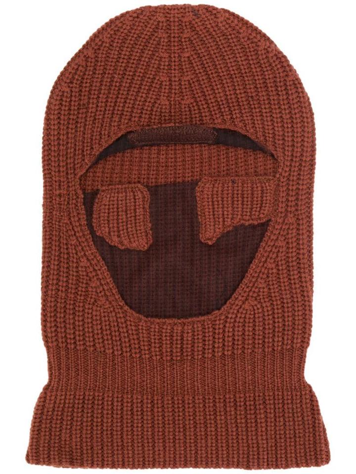 Telfar Knitted Tulle-detail Balaclava - Brown