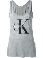 Calvin Klein Jeans Logo Print Tank Top, Women's, Size: M, Grey, Cotton/lyocell
