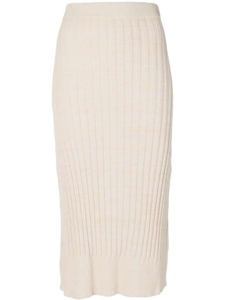 Jil Sander Navy Ribbed Pencil Skirt - Neutrals