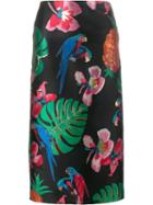 Valentino Tropical Dream Jacquard Skirt, Size: 40, Black, Polyester/silk/metallic Fibre